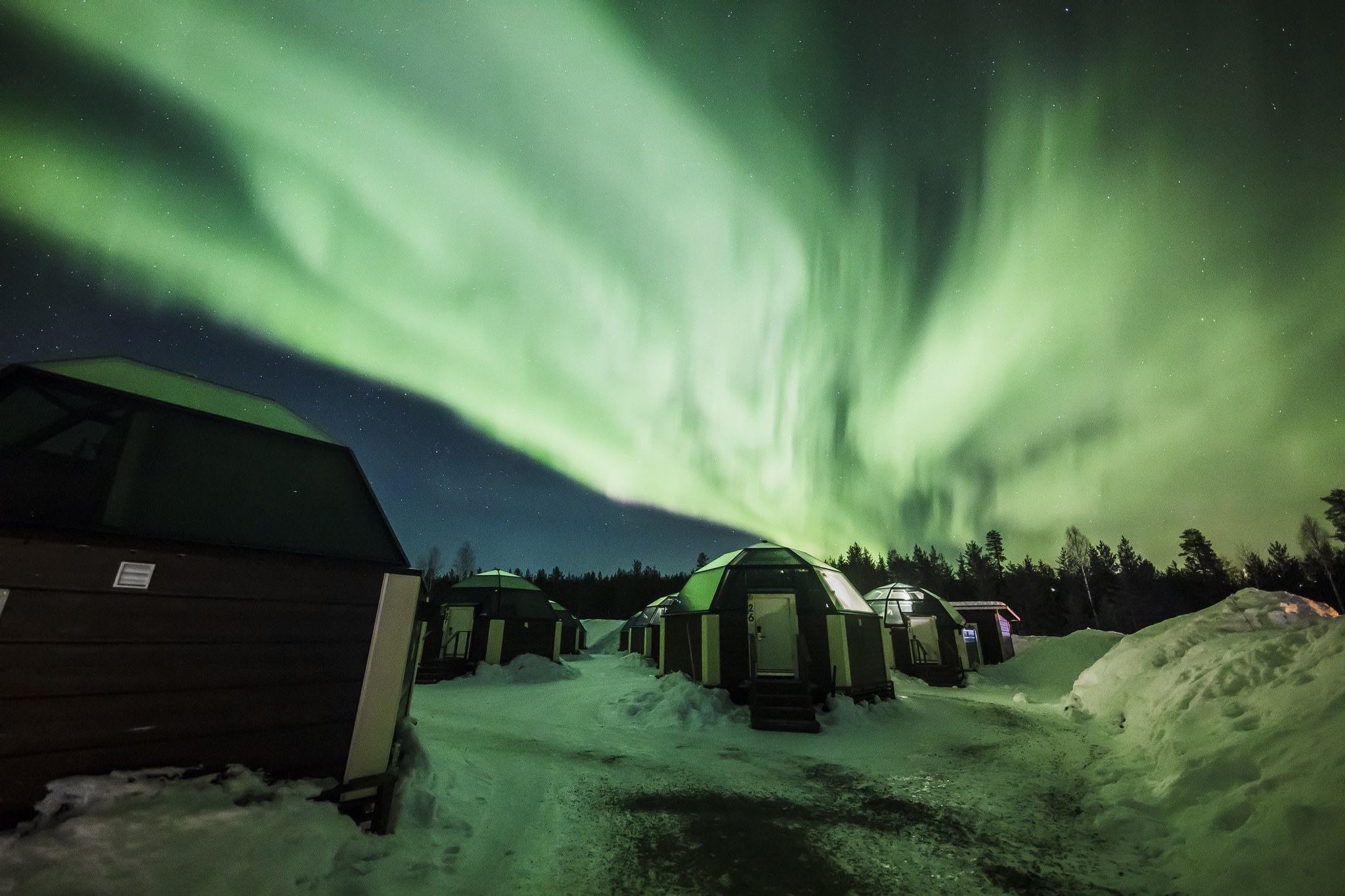 Northern lights above the area Northern Lights at Arctic SnowHotel ...